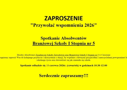 ZAPROSZENIE  "Przywołać wspomnienia 2026"